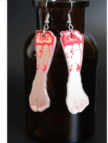 Vista 3 de Aretes de Halloween, aretes espeluznantes y peculiares de veneno, aretes espeluznantes de Halloween, aretes de esqueleto de Halloween, aretes