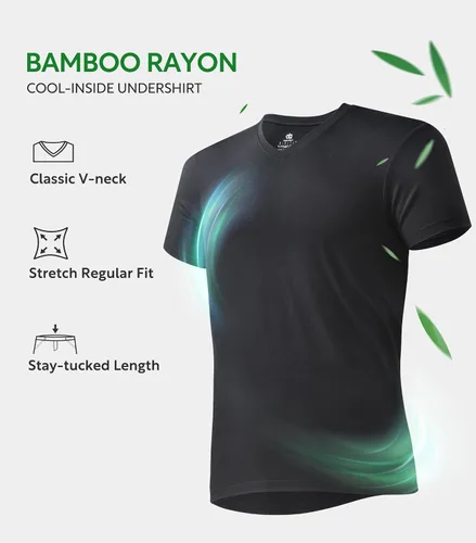 Vista 5 de DAVID ARCHY Camiseta interior de rayón de bambú para hombre que absorbe la humedad, cuello redondo, cuello redondo, camisetas para hombres, paquete