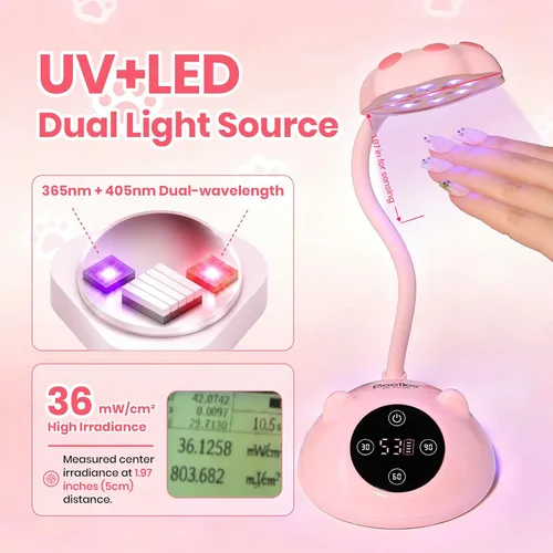 Vista 4 de Beetles - Lámpara de uñas con cuello de cisne (36 mW/cm², inalámbrica, UV, 36 mW/cm²) Rechargeable 2000mAh UV Light for Gel Nails Press on Nails