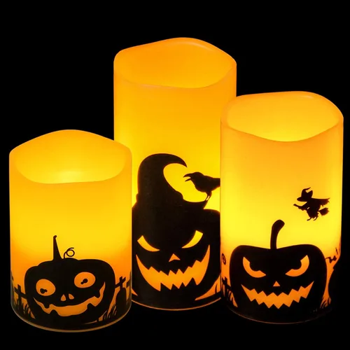 Vista 11 de Juego de 3 velas de calcomanía de Halloween de DRomance
