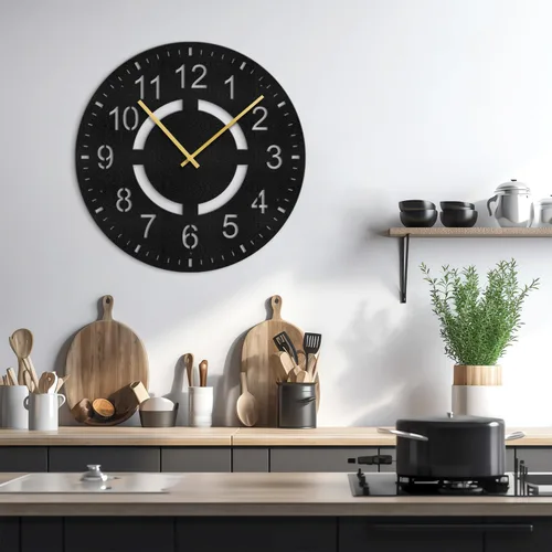 Vista 8 de Reloj de pared de metal, arte de pared silencioso, funciona con pilas, números grandes, escultura de pared, colgantes, decoración del hogar