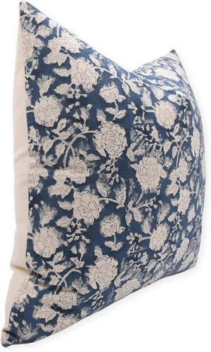 Vista 2 de Funda de cojín hecha a mano de algodón con estampado de bloques de 14 x 14 pulgadas, con cremallera oculta, temporada de otoño, para sofá, cama