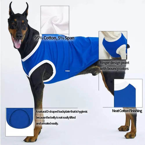 Vista 5 de Camiseta sin mangas para perro, camisas de algodón para perros, camisetas sin mangas, suave, transpirable, fresca para perro, ropa para mascotas
