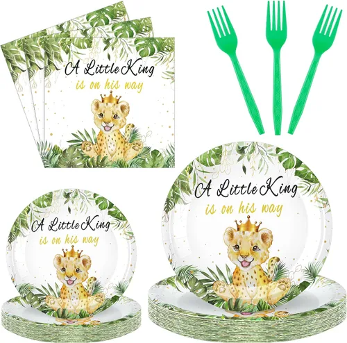 Vista 9 de Sunnyray 96 platos y servilletas para baby shower, suministros de decoración de fiesta, baby shower, platos de postre, servilletas y tenedores