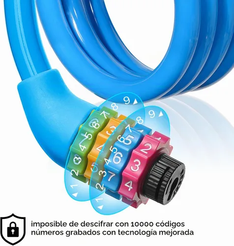 Vista 8 de Ainiv Candado de bicicleta, cable de bloqueo de bicicleta de 25 pulgadas
