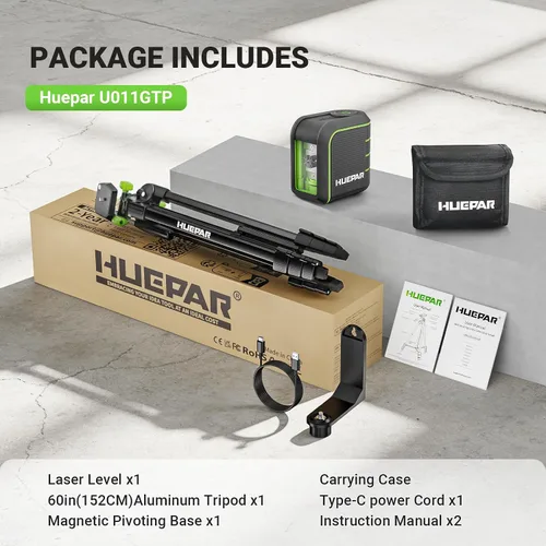 Vista 9 de Huepar Nivel láser autonivelante con trípode de 60" U011G