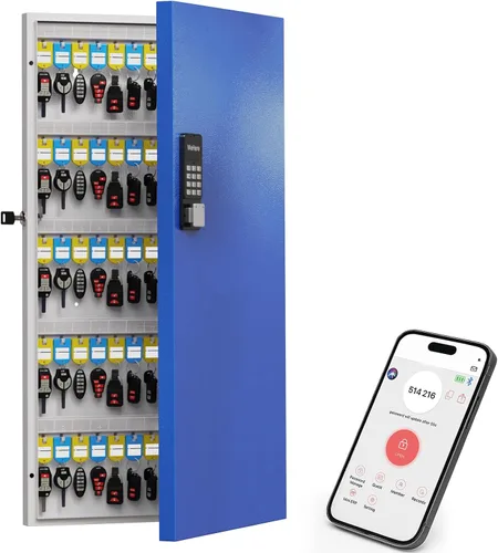 Vista 13 de WeHere Caja de Seguridad para 16 Llaves de Montaje en Pared, Gabinete Inteligente para Llaves con Etiquetas para Llaves, Control de Aplicación