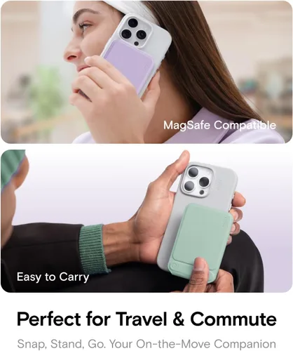 Vista 6 de MOFT Soporte de trípode para teléfono para iPhone, soporte para iPhone multiángulo, soporte para teléfono ligero y portátil, imanes fuertes, cuero