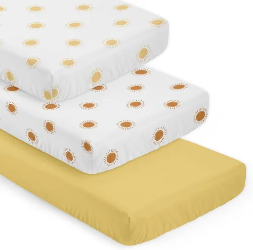Vista 10 de Sweet Jojo Designs Mini sábana bajera para cuna para bebé (blanco y amarillo bohemio) para niñas o niños, guardería de recién nacidos/bebés, patios