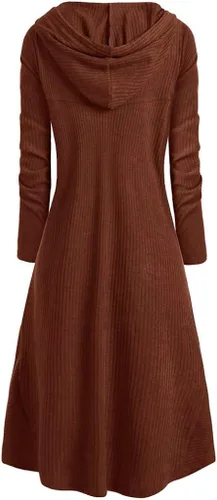 Vista 2 de Black Gothic Dress for Women, Womens Renaissance Costumes Hooded Robe Lace Up Vintage High Low Long Hoodie Dress