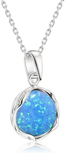 Vista 17 de 925 Sterling Silver Gemstone Necklace Women - Gemstone Pendant Necklace Silver- Birthstone Necklace - Silver Jewelry for Women- Minimalist Jewelry