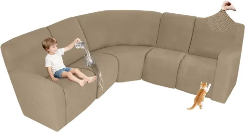 Vista 70 de ALIECOM Fundas 100% impermeables para sofá seccional reclinable, forma de L, elásticas, para esquina, funda para sofá seccional reclinable, lavable