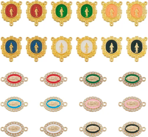 Vista 14 de Elecrelive - 32 dijes religiosos con diamantes de imitación coloridos 4 colores y estilos