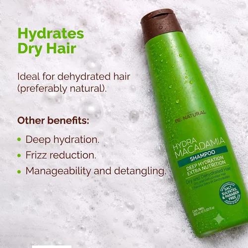 Vista 5 de PLACENTA LIFE BE NATURAL Hydra Macadamia Champú con extracto de macadamia – Champú hidratante profundo para secos y dañados (11.83 onzas)
