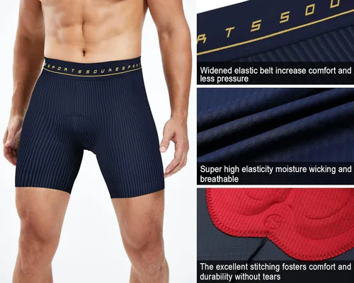 Vista 3 de Souke Sports Ropa interior de ciclismo para hombre, pantalones cortos acolchados 4D para ciclismo, MTB Liner Undershorts con agarre antideslizante