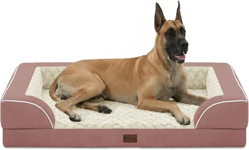 Vista 129 de Camas ortopédicas para perros grandes, cama de espuma viscoelástica impermeable para mascotas grandes con lados 89x56 cm, sofá para perros grandes