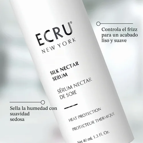 Vista 5 de ECRU NEW YORK Serum de néctar de seda 1.3oz Protección contra el calor, añade brillo, ayuda a domar el encrespamiento, suero ligero, apto para viajes