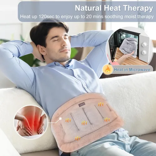 Vista 5 de SuzziPad Almohadilla térmica para microondas para la espalda baja, almohadillas térmicas para microondas para molestias abdominales, dolor