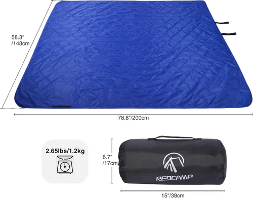 Vista 2 de REDCAMP Manta grande impermeable para estadio para deportes al aire libre, suave y cálida, manta de campamento de forro polar resistente al viento