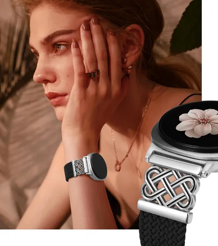 Vista 4 de Correa trenzada magnética compatible con Samsung Galaxy Watch 8 7 6 5 4 FE de 40mm 44mm/8 6 Classic/5 Pro/4 Classic/3 de 41mm/Active 2 para mujeres