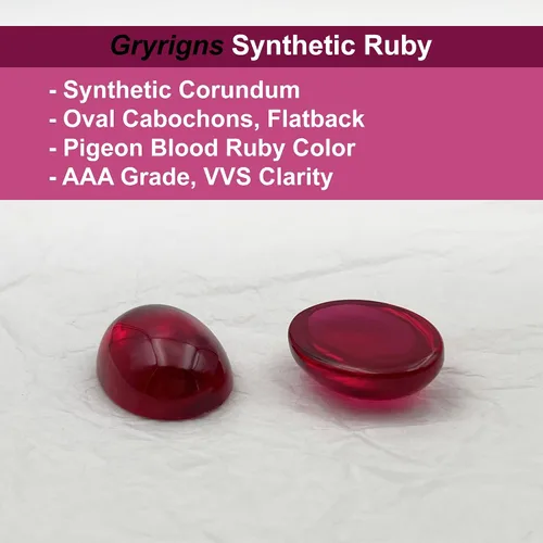 Vista 2 de Oval Cabochons Loose Synthetic Ruby Stone Flatback Red Corundum Gemstone 3A VVS (1Pcs)