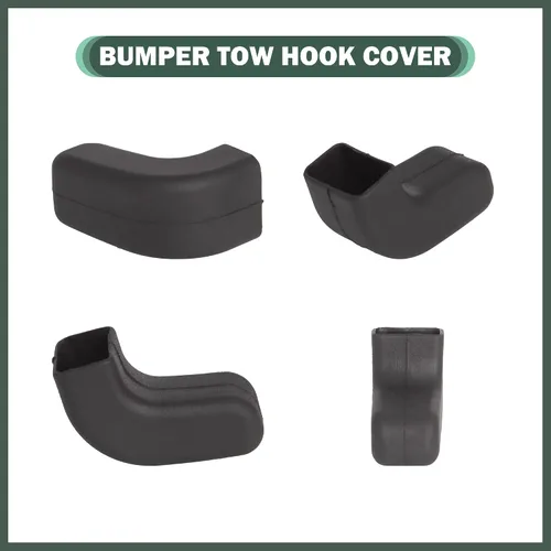 Vista 4 de Cubiertas de gancho de remolque de parachoques negro de fábrica Phamyor Compatibles con Jeep Wrangler JK JL y Gladiator JT 2007-2023