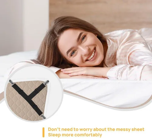 Vista 2 de FGY Correas de sábanas ajustables con clips de metal para ropa de cama de mantel