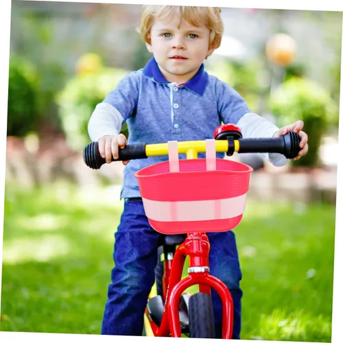 Vista 3 de BESPORTBLE Cesta de scooter para niños, linda caricatura, bicicleta, crucero, manillar delantero, cesta de transporte, accesorios color rosa