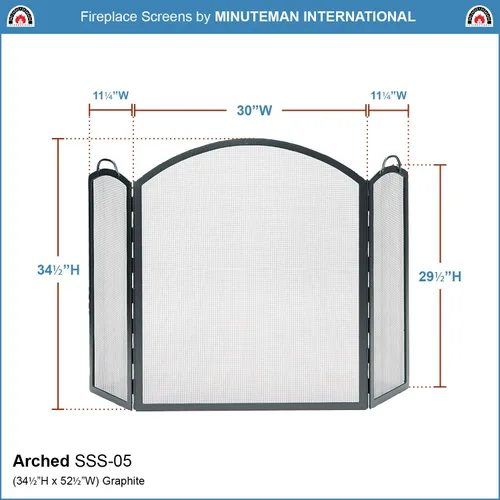 Vista 2 de Minuteman International SSS-05 - Pantalla plegable de tres partes para chimenea
