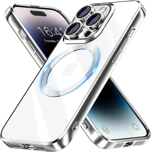 Vista 10 de Intermerge Funda para iPhone 14, compatible con carga inalámbrica MagSafe, protección de grado militar a prueba de golpes, resistente al amarilleo