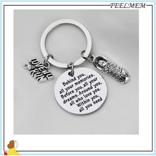 Vista 7 de FEELMEM Marathon Runner Gifts Llavero para correr a través de la pista de campo, joyería de maratón para correr, regalo de pista de regalo