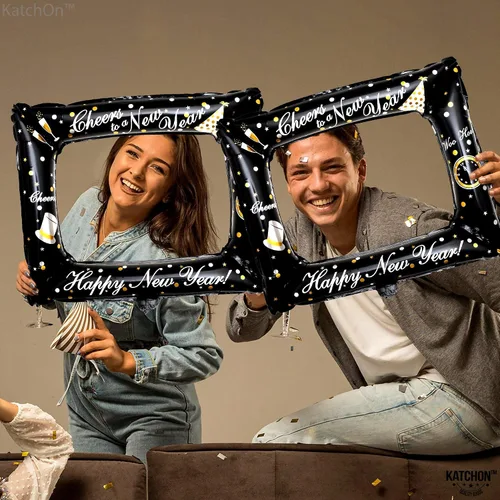 Vista 3 de KatchOn, Marco de cabina de fotos de Nochevieja, paquete de 2, accesorios inflables para cabina de fotos de Año Nuevo 2026 Suministros para fiesta