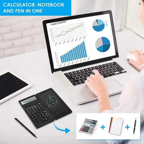 Vista 2 de IPepul Calculadoras científicas para estudiantes, pantalla grande de 10 dígitos, calculadora de matemáticas con bloc de notas, imprescindibles