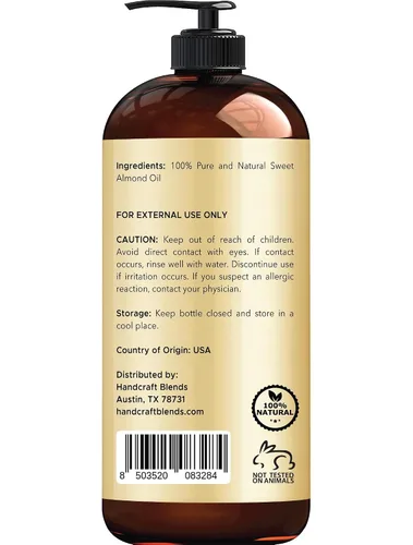 Vista 3 de Handcraft Blends Set de hidratación corporal total: aceite de almendras dulces y aceite de coco fraccionado (2 x 16 onzas líquidas) - 100% puro