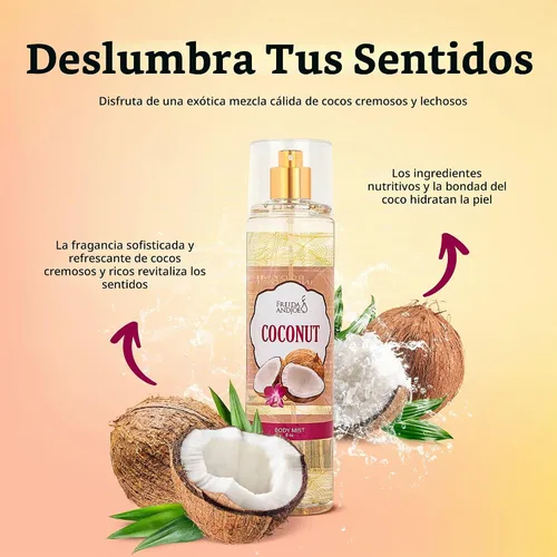 Vista 6 de Lujosa bruma corporal de coco con fragancia fina, regalos perfumados de lujo cálidos y acogedores para mujeres, botella de spray de bruma fina de 8