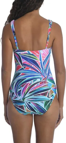 Vista 2 de La Blanca Traje de baño de una pieza con cuello halter en V para mujer, Metálico