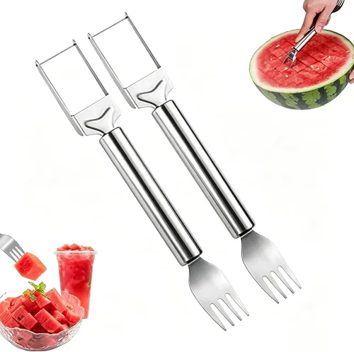 Vista 6 de 1 Pack Stainless Steel Watermelon Slicer and Fork 2-in-1