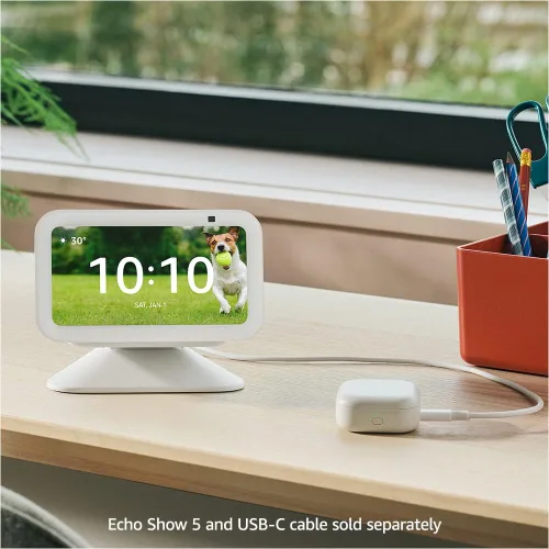 Vista 4 de Soporte ajustable Echo Show 5 (3.ª generación) con puerto de carga USB-C carbón