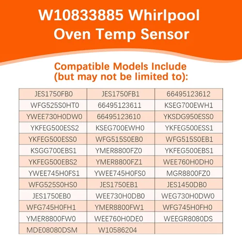 Vista 5 de W10833885 Sensor de termostato de horno apto para Whirlpool Sensor de temperatura de reemplazo del sensor de temperatura del horno W10833885