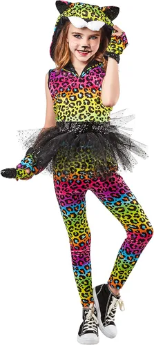 Vista 2 de Rubie's Disfraz de leopardo neón para niña, como se muestra, talla M
