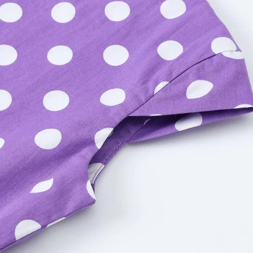 Vista 3 de Vestido de té para niñas, estilo vintage, de los años 50, con diseño de lunares, estilo Rockabilly para fiesta de graduación, vestido de té
