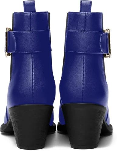Vista 4 de Botas altas de tacón medio grueso con punta elástica mate para mujer, 2.5 pulgadas