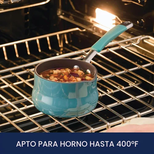 Vista 6 de Rachael Ray Cucina - Calentador de mantequilla antiadherente/cacerola pequeña, 0.75 cuartos de galón, azul agave