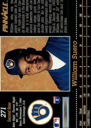 Vista 2 de 1993 Pinnacle Baseball Card #271 William Suero