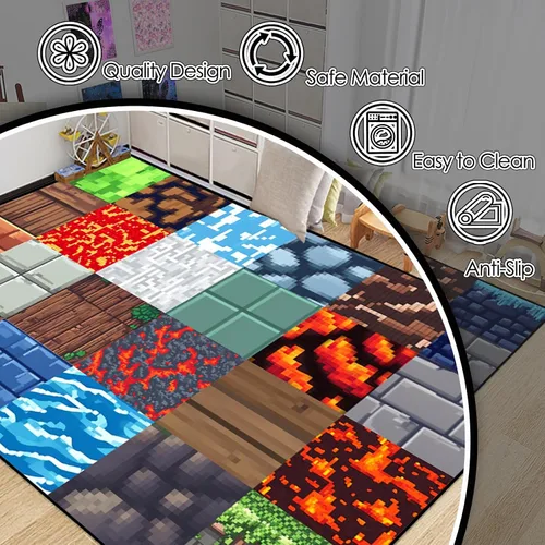 Vista 5 de Alfombra de juego - Alfombra de habitación de juegos a cuadros genial para niños, adolescentes, niños, alfombra para dormitorio, sala