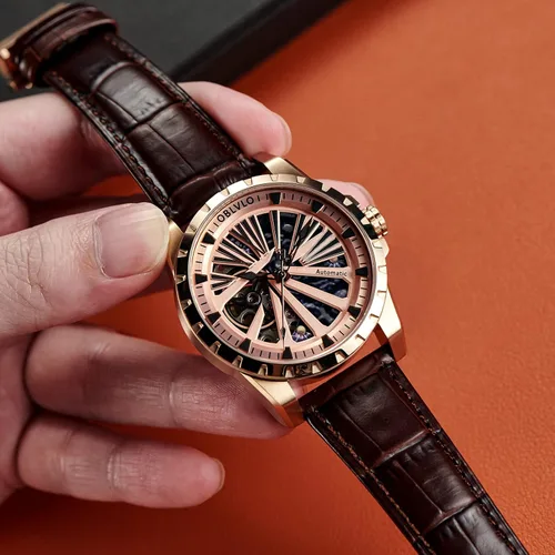 Vista 9 de Marca de lujo mecánica militar esqueleto reloj para hombre automático negro deportivo relojes impermeables RMS-U