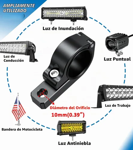 Vista 6 de VAZESWIN 2 piezas de soportes de barra de luz, soportes de montaje de luz LED de aleación de aluminio, abrazaderas de barra de rodillo resistentes