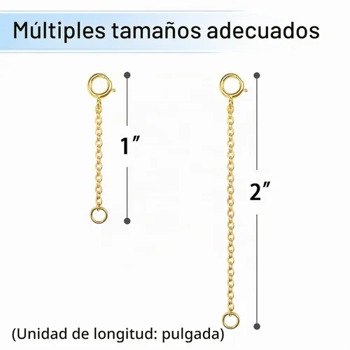Vista 3 de Extensores de collar para mujer, extensor de pulsera de oro, extensión de joyería de cadena dorada para tobillera para mujer, juego de 2 piezas