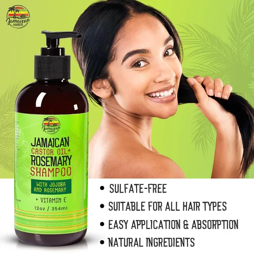 Vista 6 de JAMAICAN Ambre Champú de romero para fortalecer el cabello - 12 oz / 11.5 fl oz - Champú hidratante, fortalecedor, promueve la nutrición