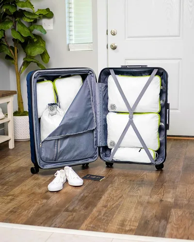 Vista 2 de Cubos de embalaje grandes para viajes, cubos de compresión extra grandes para equipaje, Blanco verde, Cubo de embalaje de compresión